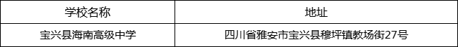 雅安市寶興縣海南高級中學(xué)地址在哪里？