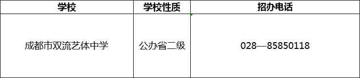 2024年成都市雙流藝體中學(xué)招辦電話是多少？