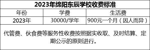 2024年綿陽市綿陽東辰學(xué)校學(xué)費(fèi)多少錢？