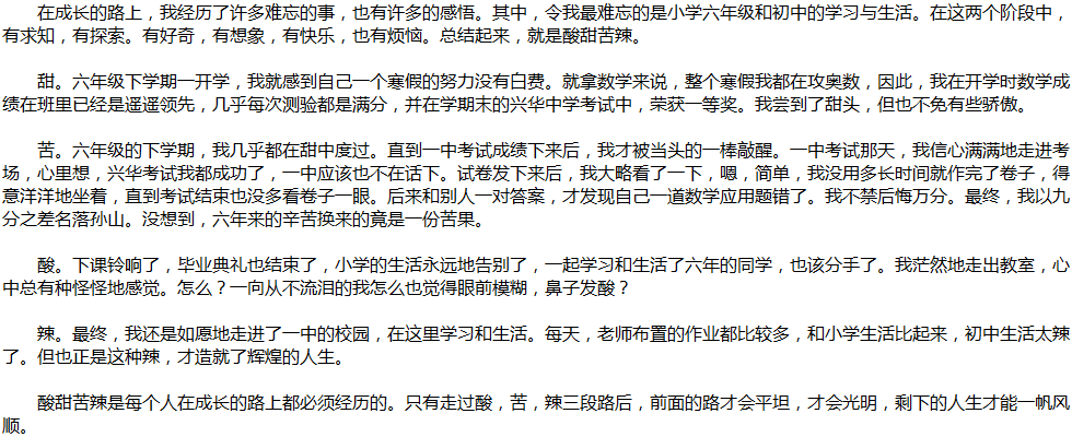 2020年中考滿(mǎn)分作文說(shuō)明文參考范文：十三歲的天空